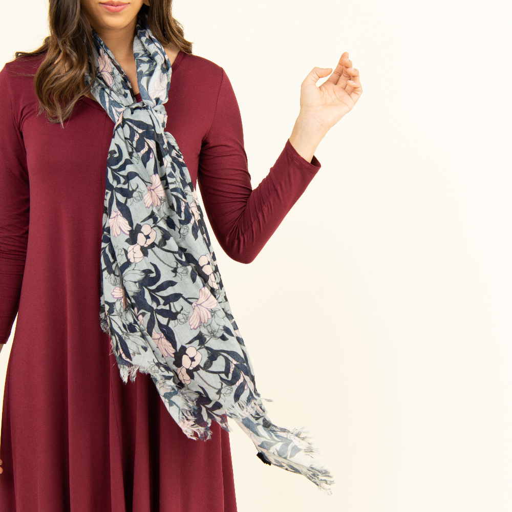 Everyday Scarf Grand Floral - Gray